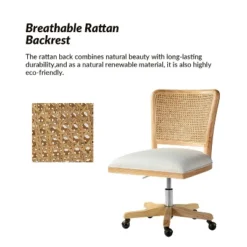Crisolina Office Task Chair With Rattan Back Height-adjustable Computer Desk Chair Swivel | Karat Home-Linen -Homcom Furniture Shop GUEST 798cabb2 6770 440a a560 b2f1343f457e