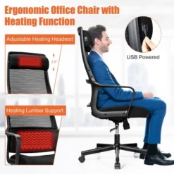 Costway Adjustable Mesh Office Task Chair Heating Lumbar Support Headrest GreyBlack -Homcom Furniture Shop GUEST 7a476a6d b820 4d58 a80c 9cbd832238fc