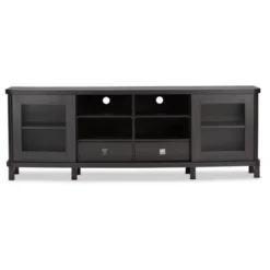Walda Wood Cabinet With 2 Sliding Doors And 2 Drawers TV Stand For TVs Up To 70" Dark Brown - Baxton Studio -Homcom Furniture Shop GUEST 7ae38445 a5df 464e bdc5 a42ccd596cc1