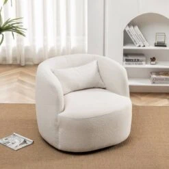 Boucle Upholstered Swivel Armchair - Kinwell