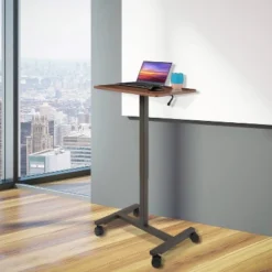 24.4" Airlift Spring Height Adjustable Sit-Stand Mobile Laptop Computer Desk Cart - Seville Classics