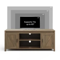 65-inch TV Stand – 2-Door Entertainment Center, Adjustable Media Console Shelves, Cable Management And Farmhouse Style By Lavish Home (Gray Woodgrain) 11 65-inch TV Stand – 2-Door Entertainment Center, Adjustable Media Console Shelves, Cable Management And Farmhouse Style By Lavish Home (Gray Woodgrain) -Homcom Furniture Shop GUEST 7c2a2952 fc83 4f1c b8e4 c7d25eb0a06b