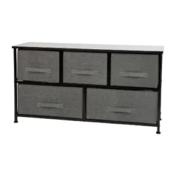 Flash Furniture 5 Drawer Wood Top Cast Iron Frame Storage Dresser With Easy Pull Fabric Drawers -Homcom Furniture Shop GUEST 7cad3efd 8586 46b5 bb1c 15c3cc400166