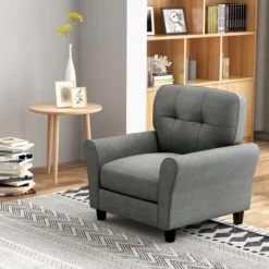 Costway Upholstered Modern Accent Chair Mid-Century Armchair With Sturdy Legs Grey/Beige -Homcom Furniture Shop GUEST 7cf32fe5 ba32 4d84 8bef 889928344613