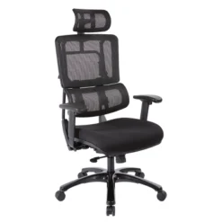 Vertical Mesh Back Chair With Shiny Base And Coal Free Flex Fabric With Headrest - OSP Home Furnishings 12 Vertical Mesh Back Chair With Shiny Base And Coal Free Flex Fabric With Headrest - OSP Home Furnishings -Homcom Furniture Shop GUEST 7d68bea7 06d7 4c56 a6c5 cbccfa322001