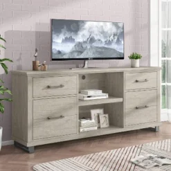 70" TV Stand For TVs Up To 78" Beige - Accent Furniture -Homcom Furniture Shop GUEST 7dfd351e 96ae 4776 a080 3263783b3ceb