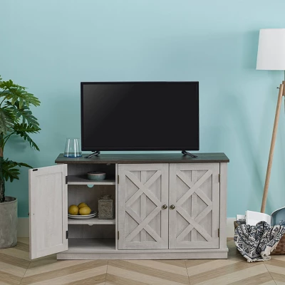 Saw Cut TV Stand For TVs Up To 55" Off White - Home Essentials 5 Saw Cut TV Stand For TVs Up To 55" Off White - Home Essentials - Image 3