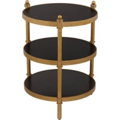 55 Downing Street Modern Luxe Wood Round Accent Side End Table 18 3/4" Wide Black Gold 3-Tier For Spaces Living Room Home House -Homcom Furniture Shop GUEST 7eafb075 1f53 4924 a141 35736b2c8cb6