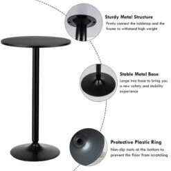 Costway 24" Round Pub Table Bistro Bar Height Cocktail Table W/Metal Base Indoor Black -Homcom Furniture Shop GUEST 7f19572b f6d4 4b03 82dc 97cc0c1d05c1