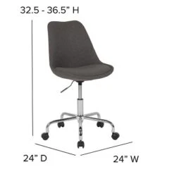 Emma And Oliver Mid-Back Dark Gray Fabric Pneumatic Lift Task Office Chair -Homcom Furniture Shop GUEST 8094ae17 81ad 42cc 8858 ad7b135f02b1
