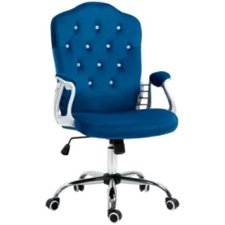 Vinsetto Home Office Chair, Velvet Computer Chair, Button Tufted Desk Chair With Swivel Wheels, Adjustable Height, And Tilt Function, Blue -Homcom Furniture Shop GUEST 809b8e4f edcc 430c b425 07c0bdc80231