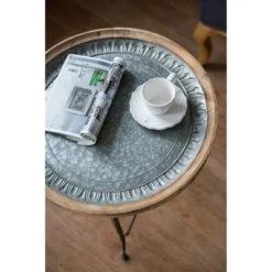 Classic Vintage Wood And Metal Round Side Table Natural/Black - A&B Home -Homcom Furniture Shop GUEST 82216faf 3136 4c66 8952 c25c957a3450