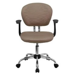 Emma And Oliver Mid-Back Coffee Brown Mesh Padded Swivel Task Office Chair With Arms -Homcom Furniture Shop GUEST 82f0dd06 72ee 472d b6d6 009a1916d4c3