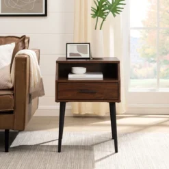 Modern 1 Drawer Angled Side Table - Saracina Home -Homcom Furniture Shop GUEST 8410e1c8 b49b 49cd 89da 56740b4830de