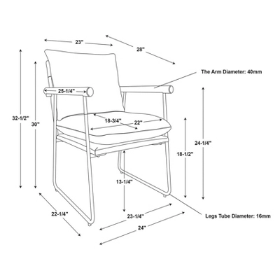 Cushioned Metal & Wood Accent Arm Chair - Cream/Black - Hearth & Hand™ With Magnolia 8 Cushioned Metal & Wood Accent Arm Chair - Cream/Black - Hearth & Hand™ With Magnolia - Image 6