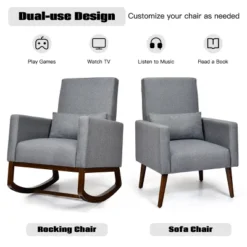 2-in-1 Fabric Upholstered Rocking Chair Nursery Armchair With Pillow Dark Grey -Homcom Furniture Shop GUEST 84d561d9 17eb 498a 88d8 aaa169b4b083