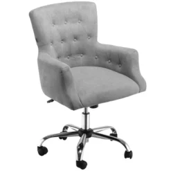 HOMCOM Mid Back Modern Home Office Chair With Tufted Button Design And Padded Armrests, Swivel Computer Desk Chair For Study Living Room Bedroom -Homcom Furniture Shop GUEST 84f647ab 3fdb 43a3 bb2f 821d70ec12e1