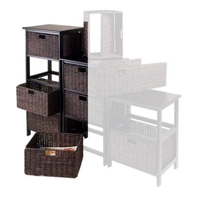 36.81" Omaha Storage Rack With Baskets Black - Winsome 3 36.81" Omaha Storage Rack With Baskets Black - Winsome