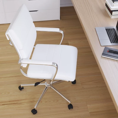 Merrick Lane Ergonomic Swivel Office Chair Panel Style Mid-Back Computer Desk Chair With Padded Metal Arms & Base 10 Merrick Lane Ergonomic Swivel Office Chair Panel Style Mid-Back Computer Desk Chair With Padded Metal Arms & Base - Image 8