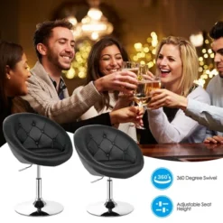 Costway 1PC Accent Chair Adjustable Modern Swivel Round Tufted Back PU Leather Black -Homcom Furniture Shop GUEST 87d3badf f928 48d1 9182 99fef1c8d9fb