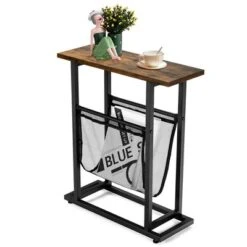 Costway Industrial End Side Table Mesh Magazine Holder Nightstand Rustic Brown -Homcom Furniture Shop GUEST 87e09fee 5e4f 485c 86cd 40c99b2caada