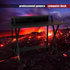 Gaming Desk All-In-One Professional Gamer Desk Cup Headphone Holder Power Strip -Homcom Furniture Shop GUEST 88e887f6 f967 4ae8 a6ef cf7dd1bb0055