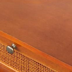 Allen Desk With Faux Rattan Front Accents Walnut - Angelo:HOME -Homcom Furniture Shop GUEST 898d9675 aa5c 455c 805d 55482088e052