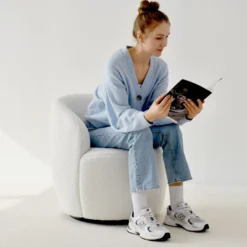 Bella Swivel Barrel Chair,2 Size Soft Touch Upholstered White Teddy Swivel Chair, Armrest 360° Swivel Nursery Chair-Maison Boucle 18 Bella Swivel Barrel Chair,2 Size Soft Touch Upholstered White Teddy Swivel Chair, Armrest 360° Swivel Nursery Chair-Maison Boucle -Homcom Furniture Shop GUEST 89f94dc7 a875 47ea ab1e 01598a2ff819