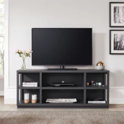 58 In. Charcoal Gray MDF TV Stand - Henn&Hart -Homcom Furniture Shop GUEST 8a0a872a cd89 4e93 8136 caf26fa62fb8