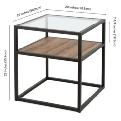Metal Classic Glass And Wooden Side Table In Brown - Henn&Hart -Homcom Furniture Shop GUEST 8acb1a52 c854 4e76 b48f b63964584773