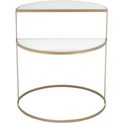 Kensington Hill Modern 2-Tier Half-Moon Gold Accent Side End Table 25" X 22 1/4" White Tempered Glass For Living Room Bedroom Home -Homcom Furniture Shop GUEST 8b0b166c fd71 48e5 a8f9 7b3c9976fdd6
