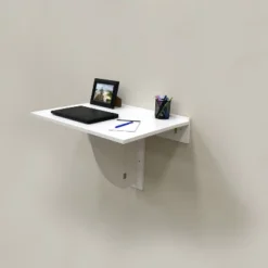 30" X 21.5" Wall Mounted Folding Table And Computer Desk White - InPlace