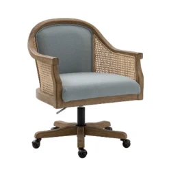 Danilo Swivel Barrel Task Chair With Rattan Arms And Natural Linen Blend & Foam Cushion| ARTFUL LIVING DESIGN -Homcom Furniture Shop GUEST 9129b802 4bd9 45ac 85ed cb5f129ea227