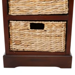Wooden Side Chest With Wicker Drawers Brown - Olivia & May -Homcom Furniture Shop GUEST 929bd6fd 06dc 4f95 b89d e488157928fc