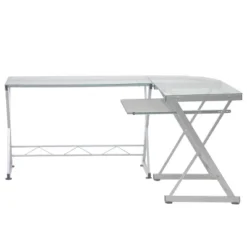 L-Shaped Computer Desk Silver/Clear - Techni Mobili -Homcom Furniture Shop GUEST 92a1b6a3 4b74 4f91 bad4 c3b2c3f7d864