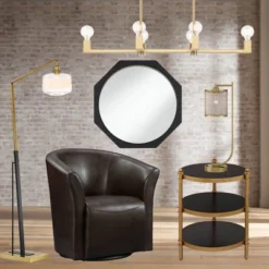 55 Downing Street Modern Luxe Wood Round Accent Side End Table 18 3/4" Wide Black Gold 3-Tier For Spaces Living Room Home House -Homcom Furniture Shop GUEST 9381940c a4f8 4b62 832b 8edd4b3d6388