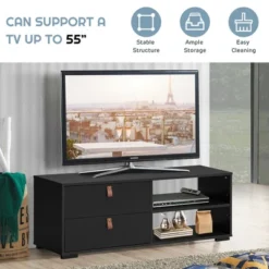 Costway TV Stand Entertainment Media Center Console For TV's Up To 55'' Walnut/Black -Homcom Furniture Shop GUEST 9381ff5e b5c8 43c7 b36e d615ea0d5ba3