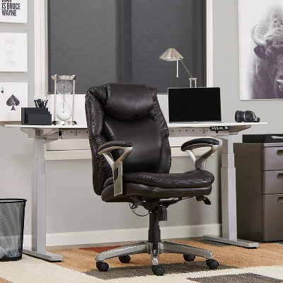 AIR Health & Wellness Managers Chair Black Leather - Serta 3 AIR Health & Wellness Managers Chair Black Leather - Serta