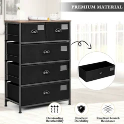 Costway 5 Drawer Dresser Fabric Storage Tower Organizer Unit Sturdy Steel Frame -Homcom Furniture Shop GUEST 93995885 13fd 4bea 91a3 95635488ea23