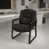 Emma And Oliver 500 Lb. Big & Tall Black LeatherSoft Tufted Side Chair With Sled Base -Homcom Furniture Shop GUEST 9407f4d8 0253 4237 8932 c89e39946f75