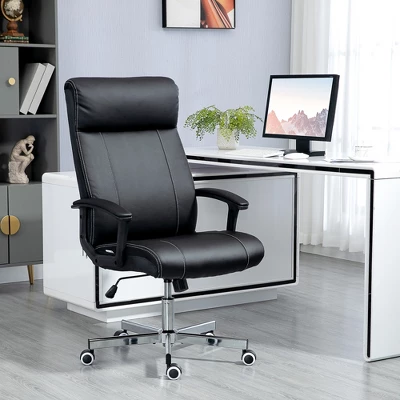 Vinsetto Home Office Chair, PU Leather Computer Chair With 360 Degree Swivel Wheels, Adjustable Height, Tilt Function, Executive Office Chair, Black 4 Vinsetto Home Office Chair, PU Leather Computer Chair With 360 Degree Swivel Wheels, Adjustable Height, Tilt Function, Executive Office Chair, Black - Image 2