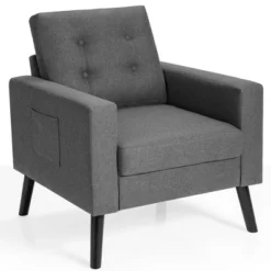 Modern Accent Armchair Upholstered Single Sofa Chair W/ 2-Side Pockets NavyBeigeGrey -Homcom Furniture Shop GUEST 97caa047 935b 462e aeec 27468d26e50f