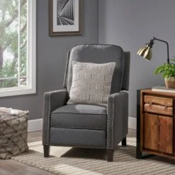 Cecelia Traditional Press-Back Recliner Dark Gray - Christopher Knight Home -Homcom Furniture Shop GUEST 97f773f6 dd99 45af b179 7def89916030