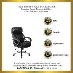 Emma And Oliver 500 Lb. Big & Tall Black LeatherSoft Ergonomic Office Chair With Extra Wide Seat 21 Emma And Oliver 500 Lb. Big & Tall Black LeatherSoft Ergonomic Office Chair With Extra Wide Seat -Homcom Furniture Shop GUEST 98209827 4cc2 4100 b8c5 b64b4c1f7858