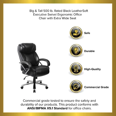 Emma And Oliver 500 Lb. Big & Tall Black LeatherSoft Ergonomic Office Chair With Extra Wide Seat 12 Emma And Oliver 500 Lb. Big & Tall Black LeatherSoft Ergonomic Office Chair With Extra Wide Seat - Image 10