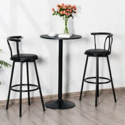Costway 24" Round Pub Table Bistro Bar Height Cocktail Table W/Metal Base Indoor Black -Homcom Furniture Shop GUEST 9846f582 8d4e 4c9a 9a51 72ac9e9f5120