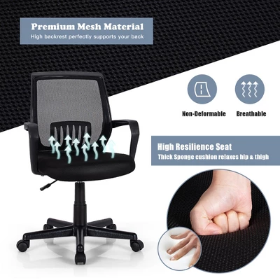 Costway Mid-Back Office Executive Chair Mesh Chair Height Adjustable W/ Lumbar Support 10 Costway Mid-Back Office Executive Chair Mesh Chair Height Adjustable W/ Lumbar Support - Image 8