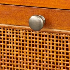 Allen Desk With Faux Rattan Front Accents Walnut - Angelo:HOME -Homcom Furniture Shop GUEST 98e3ab24 11a3 4bf1 84ee 04adca500d2b