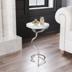 Kanaan Side Table Marble White - ZM Home -Homcom Furniture Shop GUEST 9974523a 2f3b 42a6 bf16 c97c7059262b