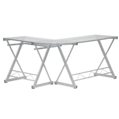 L-Shaped Computer Desk Silver/Clear - Techni Mobili -Homcom Furniture Shop GUEST 9b295de7 b424 4f2c 820e 2dca18a5e985